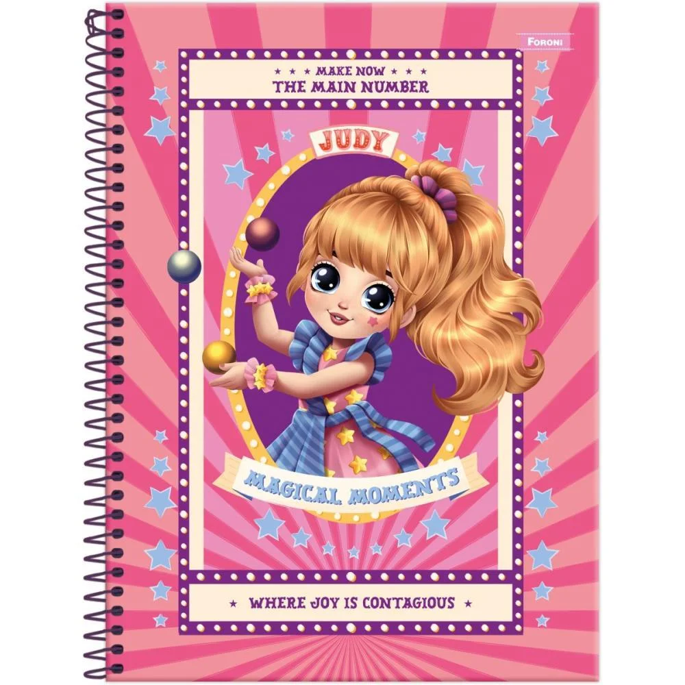CADERNO ESPIRAL 1/4 CAPA DURA JUDY 80FLS FORONI (PCT.C/05)