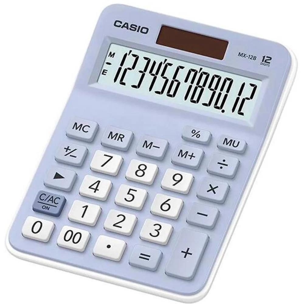CALCULADORA DE MESA 12 DIG. AZ CLARO SOLAR/BATERIA CASIO (UNIDADE)