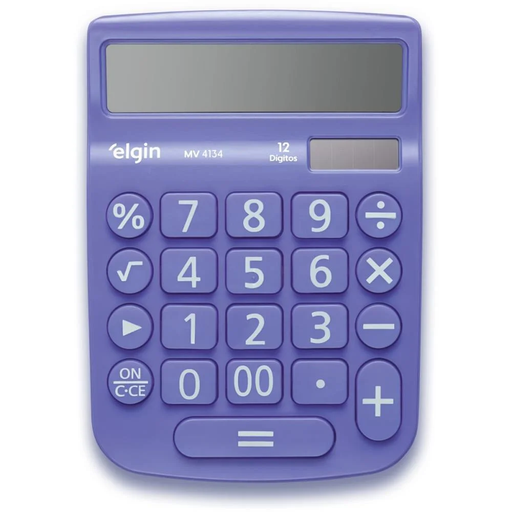 CALCULADORA DE MESA 12 DIG. VISOR MV4134 AZUL ELGIN (UNIDADE)