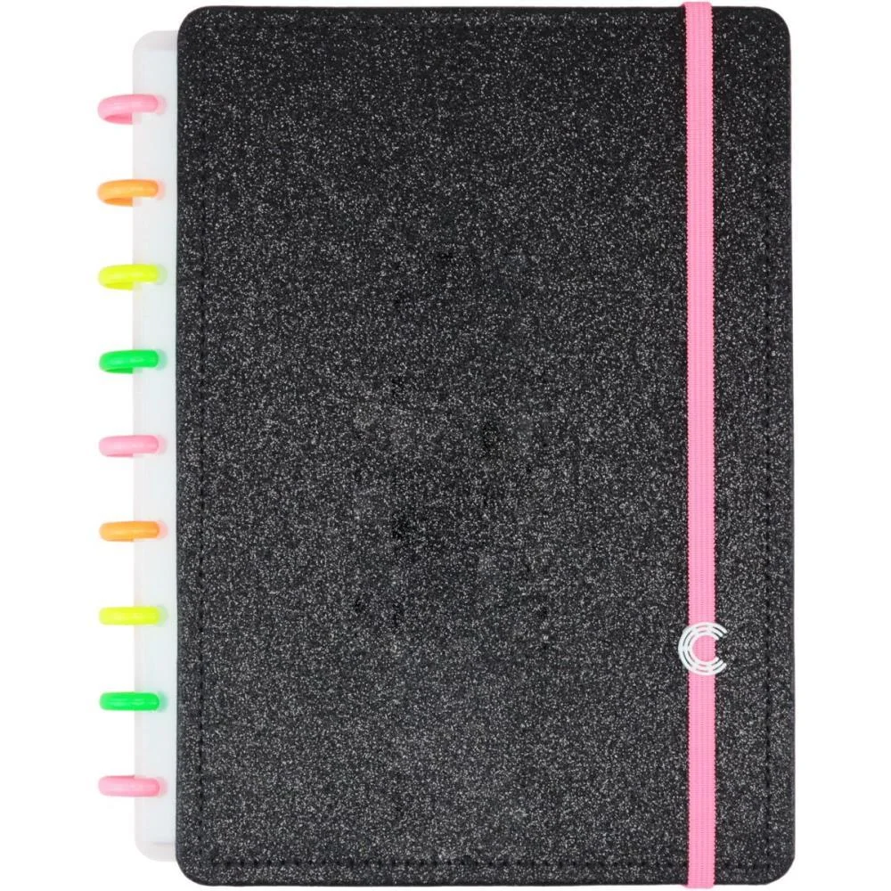 CADERNO INTELIGENTE MEDIO LETS GLITTER NEON BLACK 80FLS CADERNO INTELIGENTE (UNIDADE)