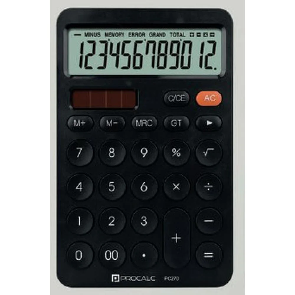 CALCULADORA DE MESA 12 DIG. PT SOLAR/BATERIA PC270 PROCALC (UNIDADE)