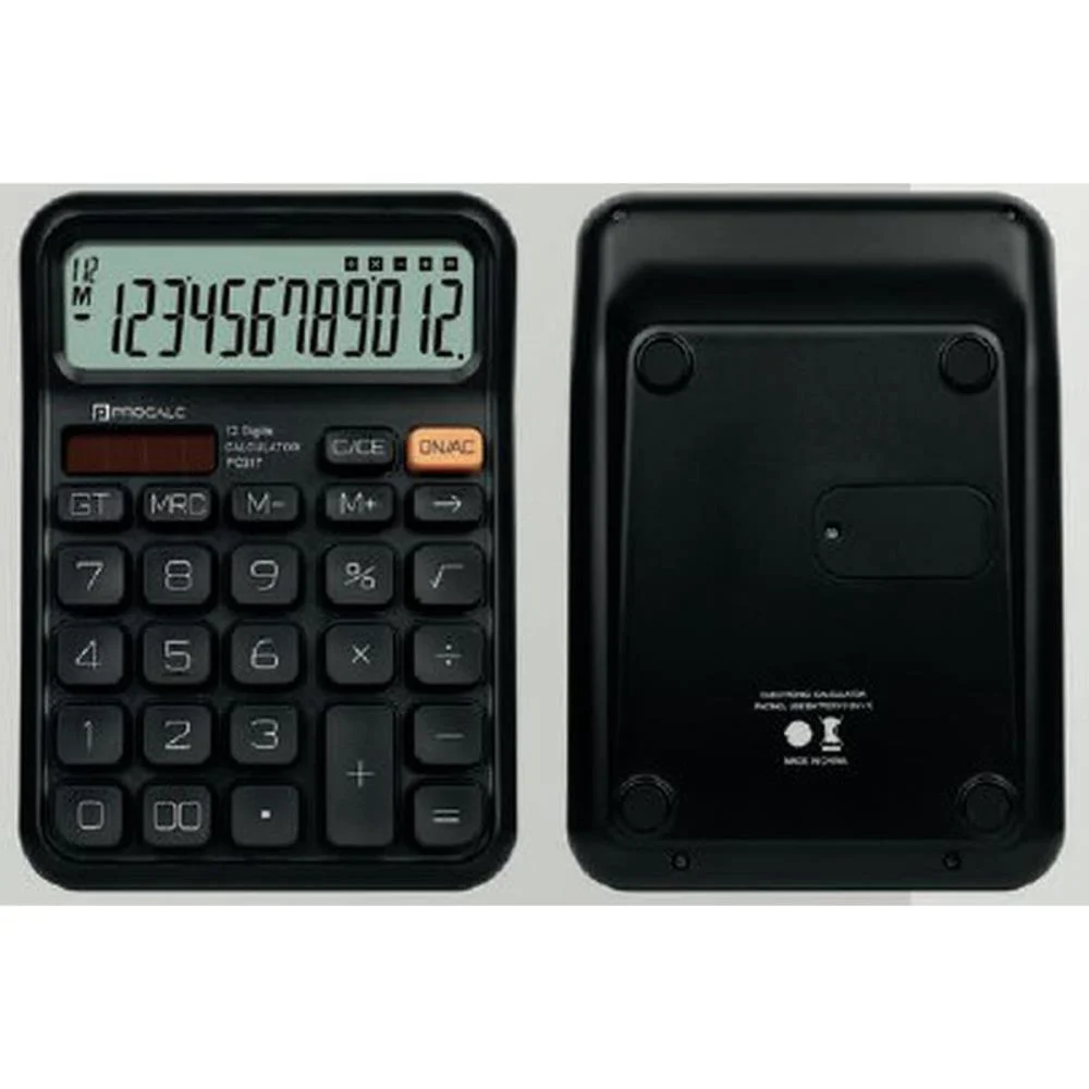 CALCULADORA DE MESA 12 DIG. PT SOLAR/BATERIA PC317 PROCALC (UNIDADE)