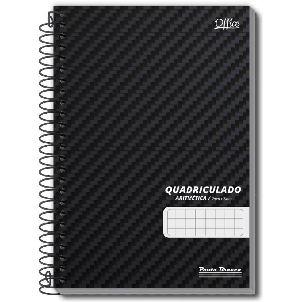 CADERNO QUADRICULADO 1/4 07X07MM 80F ESPIRAL OFFICE CD PAUTA BRANCA (PCT.C/05)
