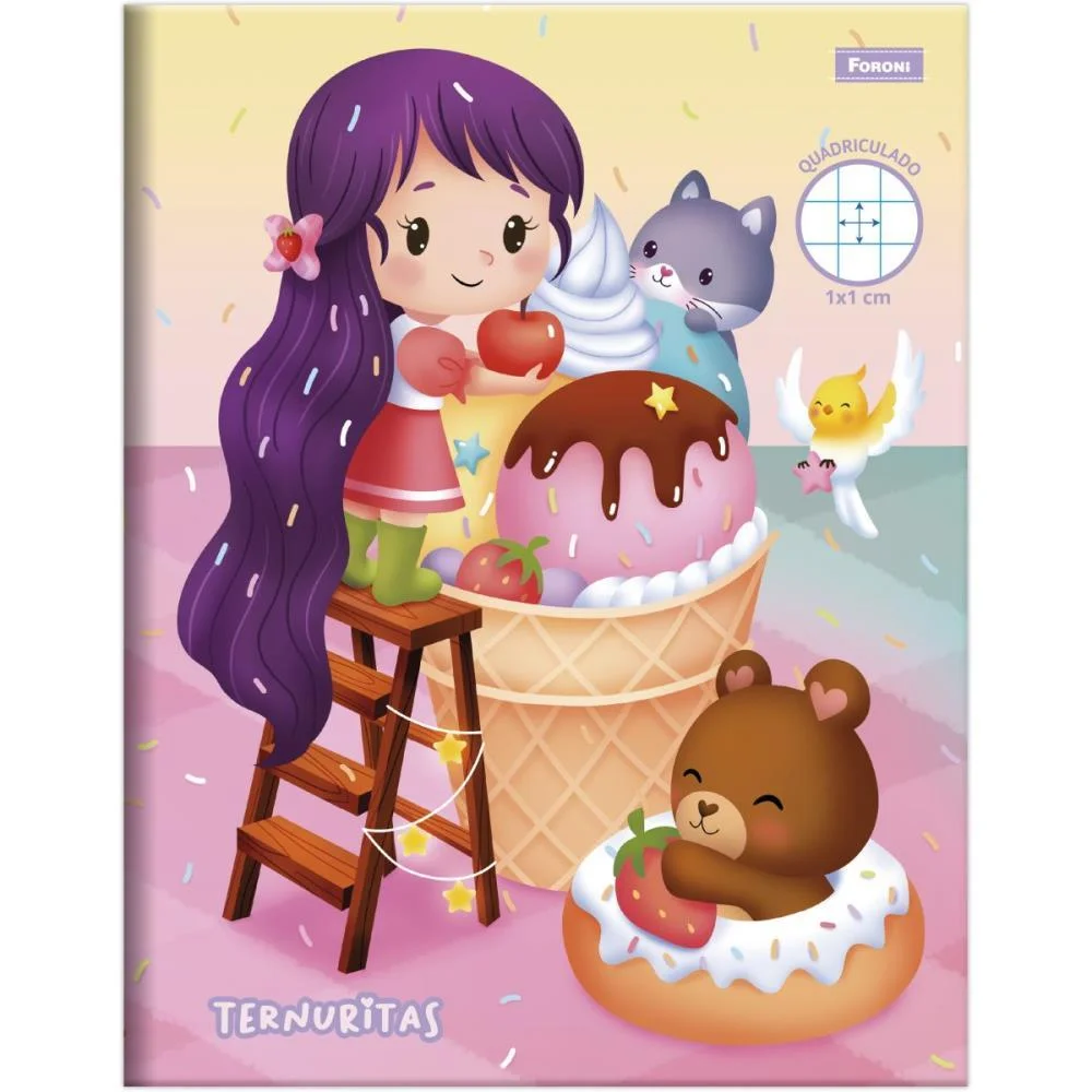 CADERNO QUADRICULADO UNIVERS. 1X1CM COLEGIAL 40F TERNURITAS FORONI (PCT.C/10)