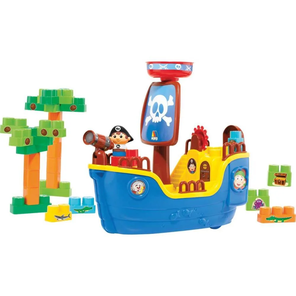 BRINQUEDO EDUCATIVO NAVIO PIRATA BABY LAND C/30BLO CARDOSO TOYS (UNIDADE)