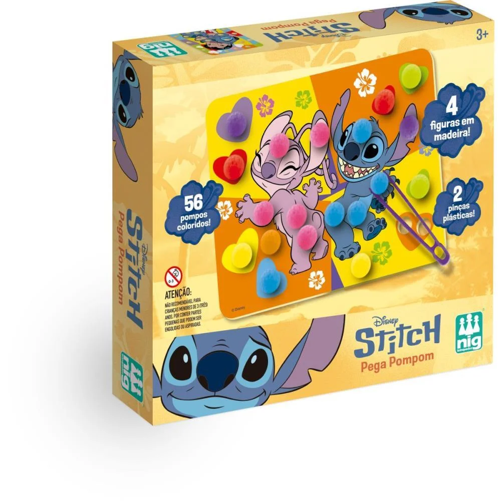 BRINQUEDO EDUCATIVO STITCH PEGA POMPOM NIG BRINQUEDOS (UNIDADE)