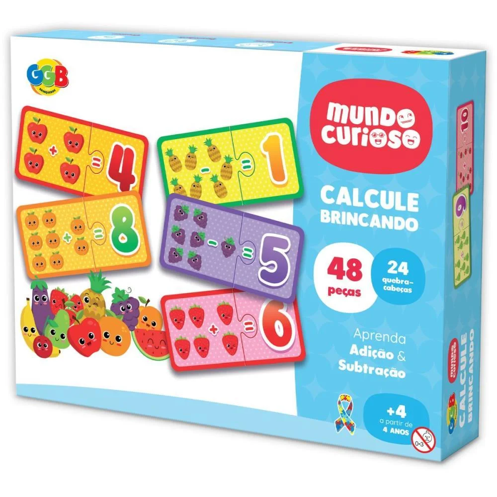 BRINQUEDO EDUCATIVO CALCULE BRINCANDO 48PCS GGB PLAST (UNIDADE)