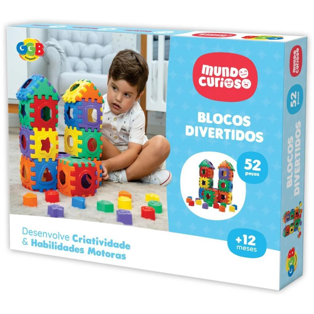 BRINQUEDO EDUCATIVO BLOCOS DIVERTIDOS 52PCS GGB PLAST (UNIDADE)