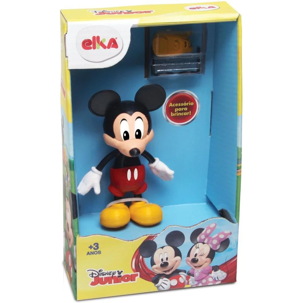 BONECO E PERSONAGEM MICKEY 12CM C/ACESSORIOS ELKA (UNIDADE)