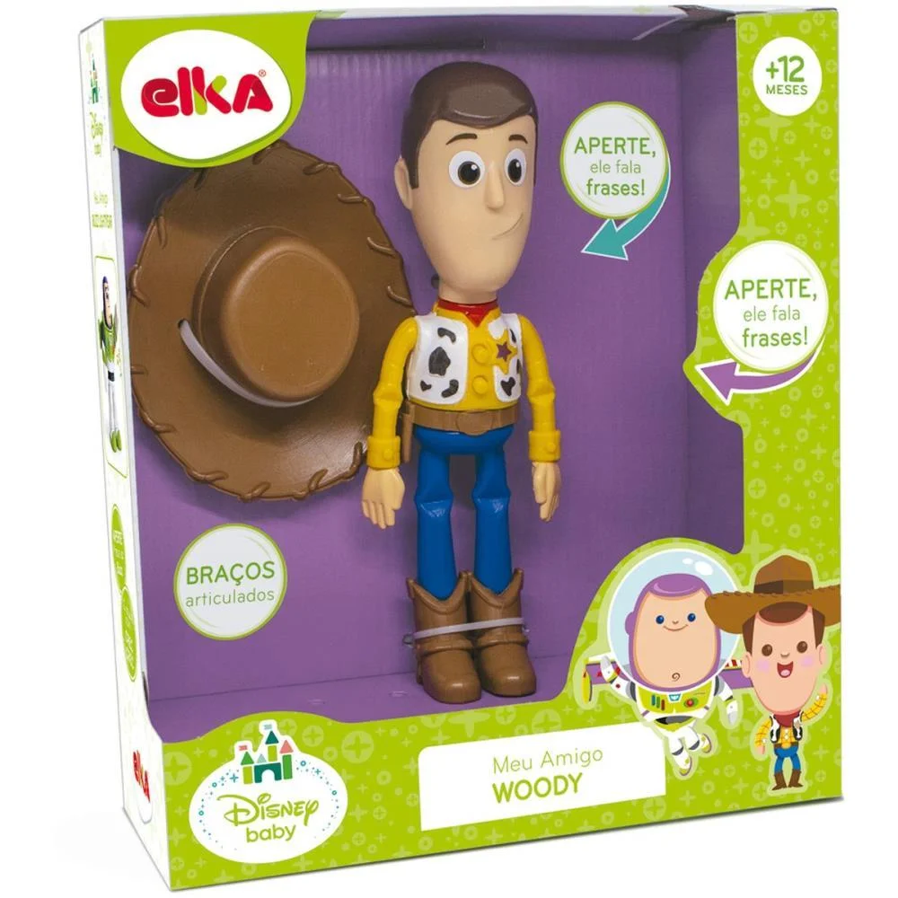 BONECO E PERSONAGEM MEU AMIGO WOODY C/SOM 23CM. ELKA (UNIDADE)