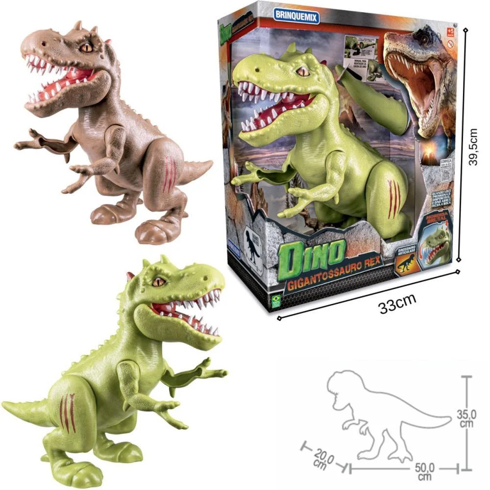 DINOSSAURO GIGANTOSSAURO DINO REX ARTIC. BRINQUEMIX (UNIDADE)