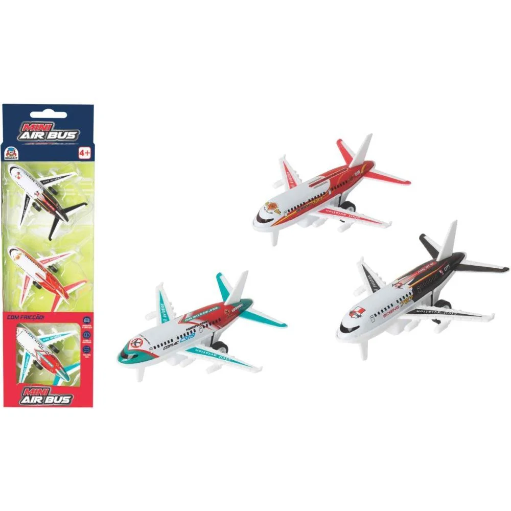 BRINQUEDO DIVERSO MINI AIR BUS C/03UNID. BRASKIT (BLISTER)