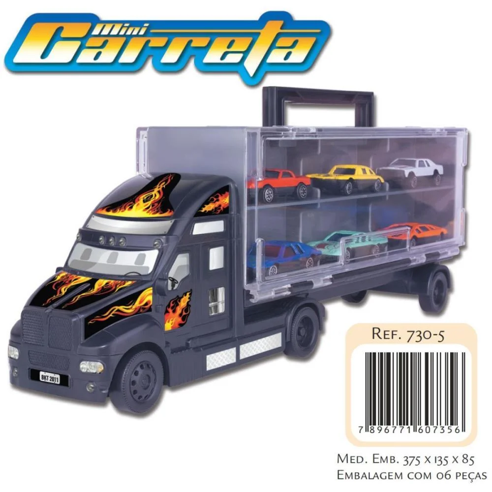 CAMINHAO MINI CARRETA C/6 VEICULOS BRASKIT (UNIDADE)