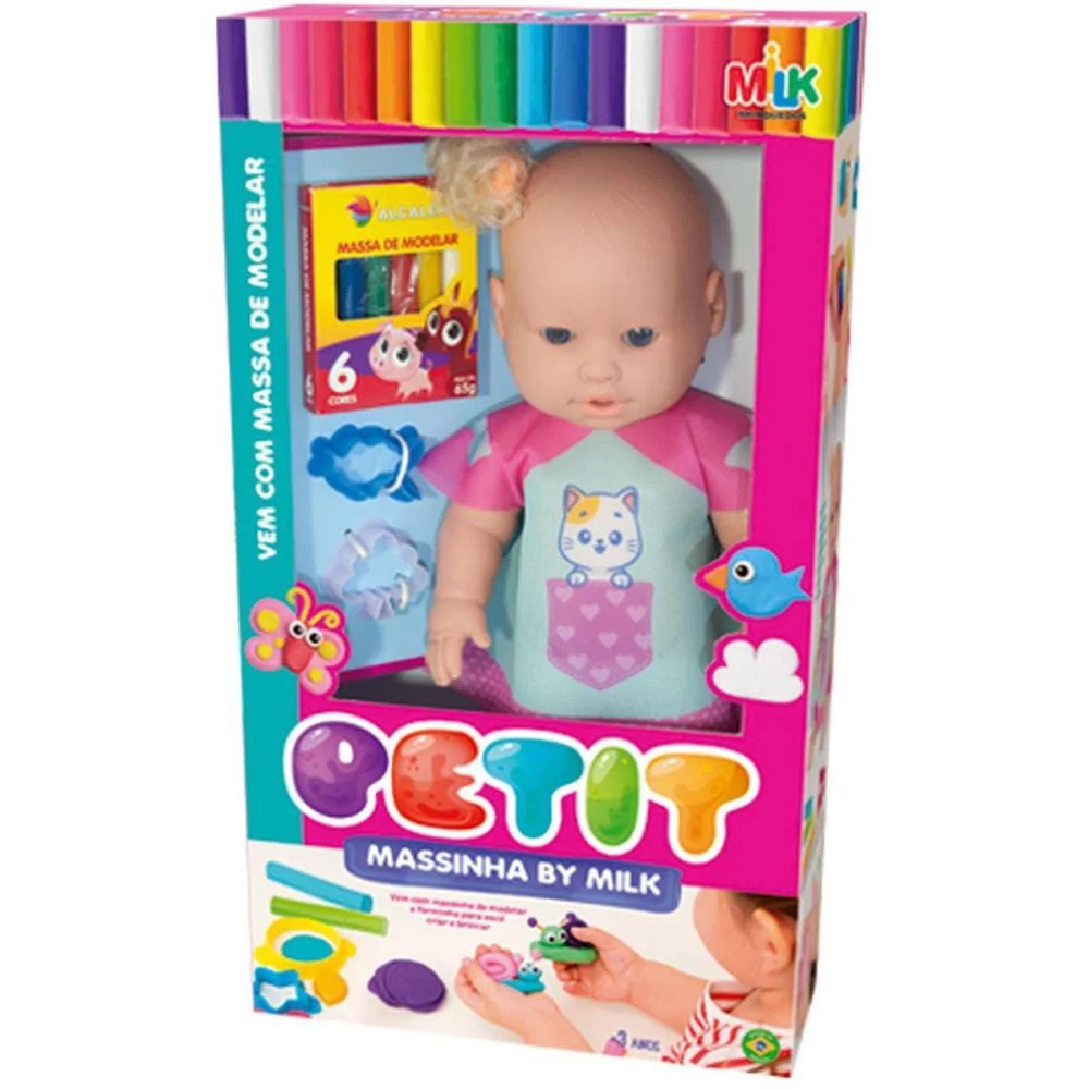 BONECA PETIT 33CM C/MASSINHA/FORMINHA MILK (UNIDADE)