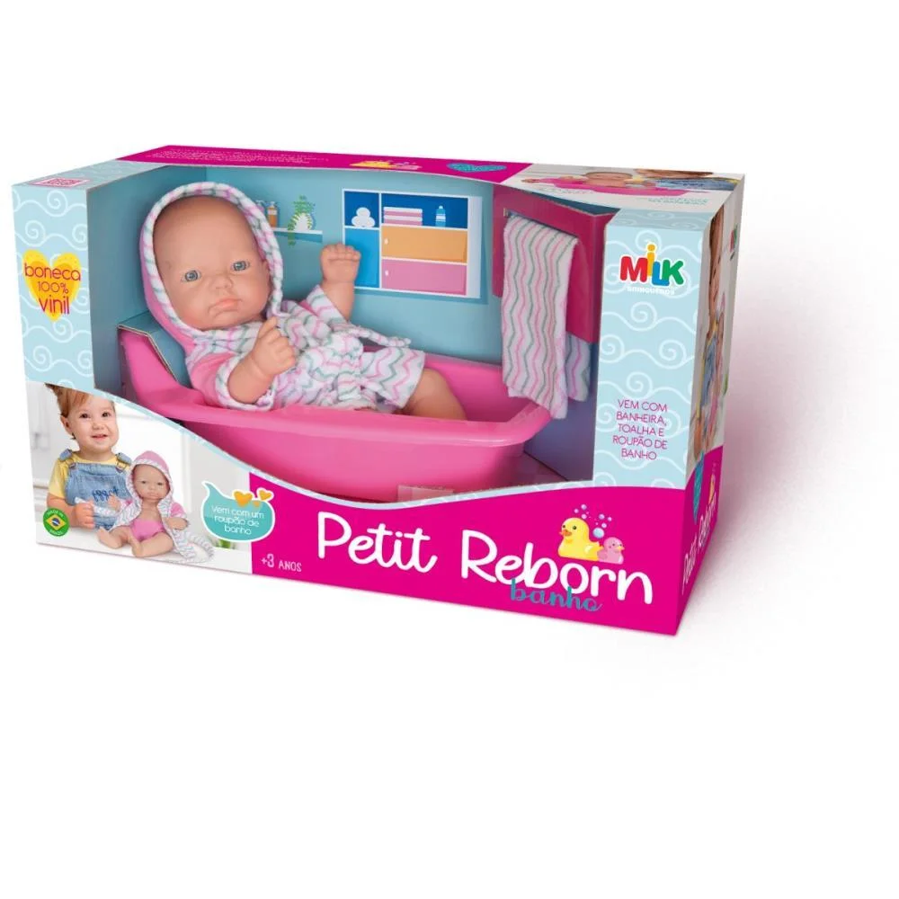 BONECA PETIT REBORN BANHO 25CM MILK (UNIDADE)