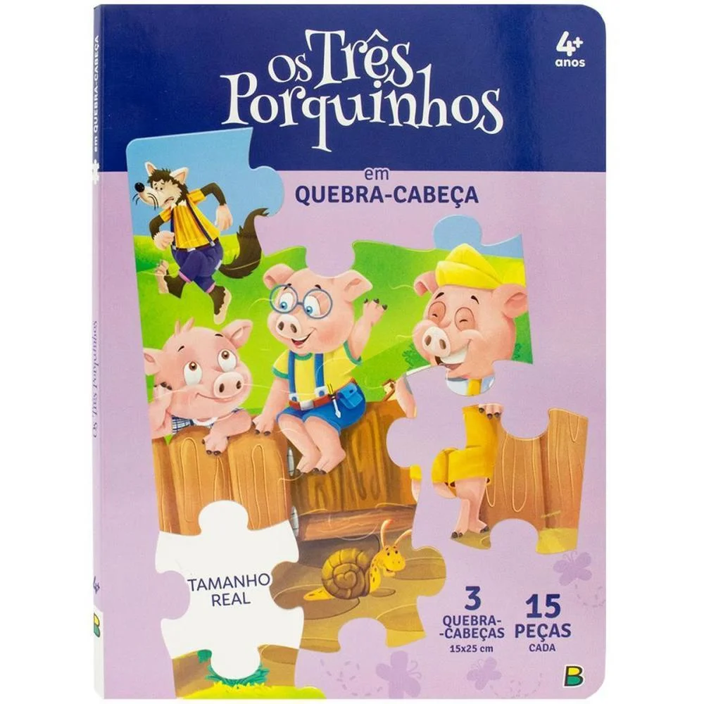 LIVRO QUEBRA-CABECA OS TRES PORQUINHOS 3X15PCS 6PG TODOLIVRO (UNIDADE)
