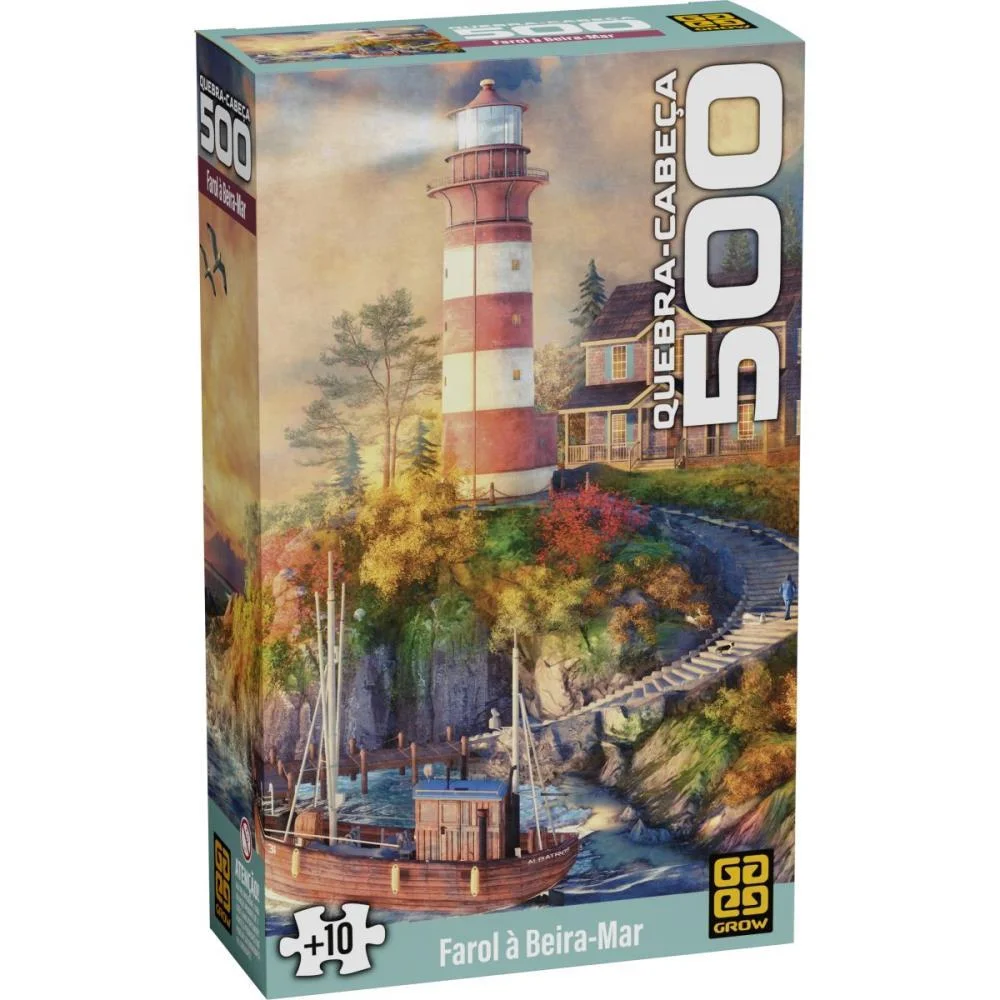 QUEBRA-CABECA CARTONADO FAROL A BEIRA MAR 500 PECAS GROW (UNIDADE)
