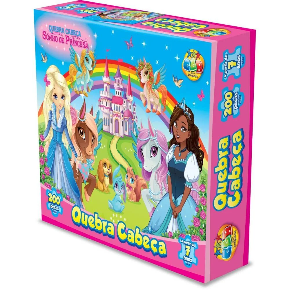 QUEBRA-CABECA CARTONADO SONHO DE PRINCESA 200 PECAS GGB PLAST (UNIDADE)