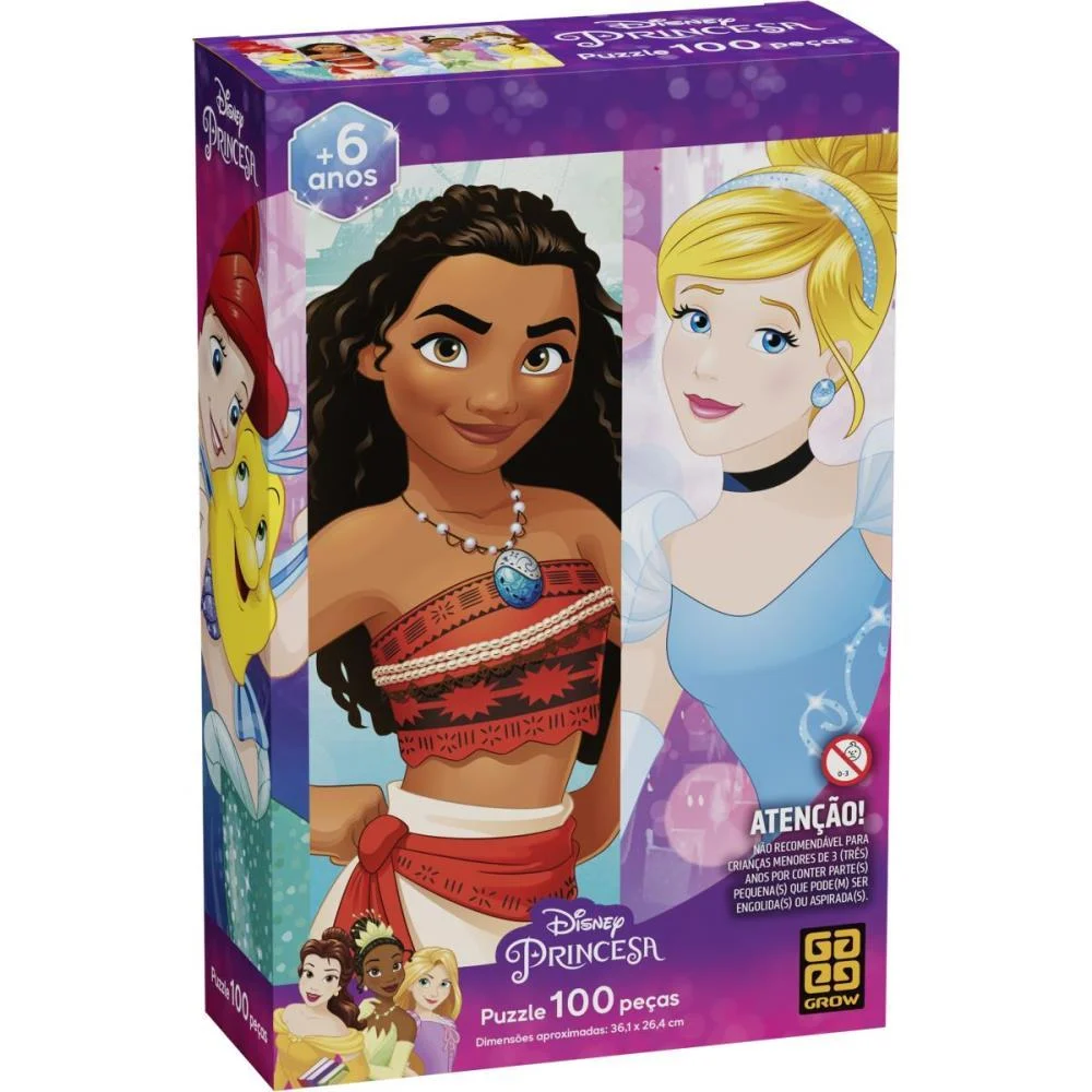 QUEBRA-CABECA CARTONADO PRINCESAS 100 PECAS GROW (UNIDADE)