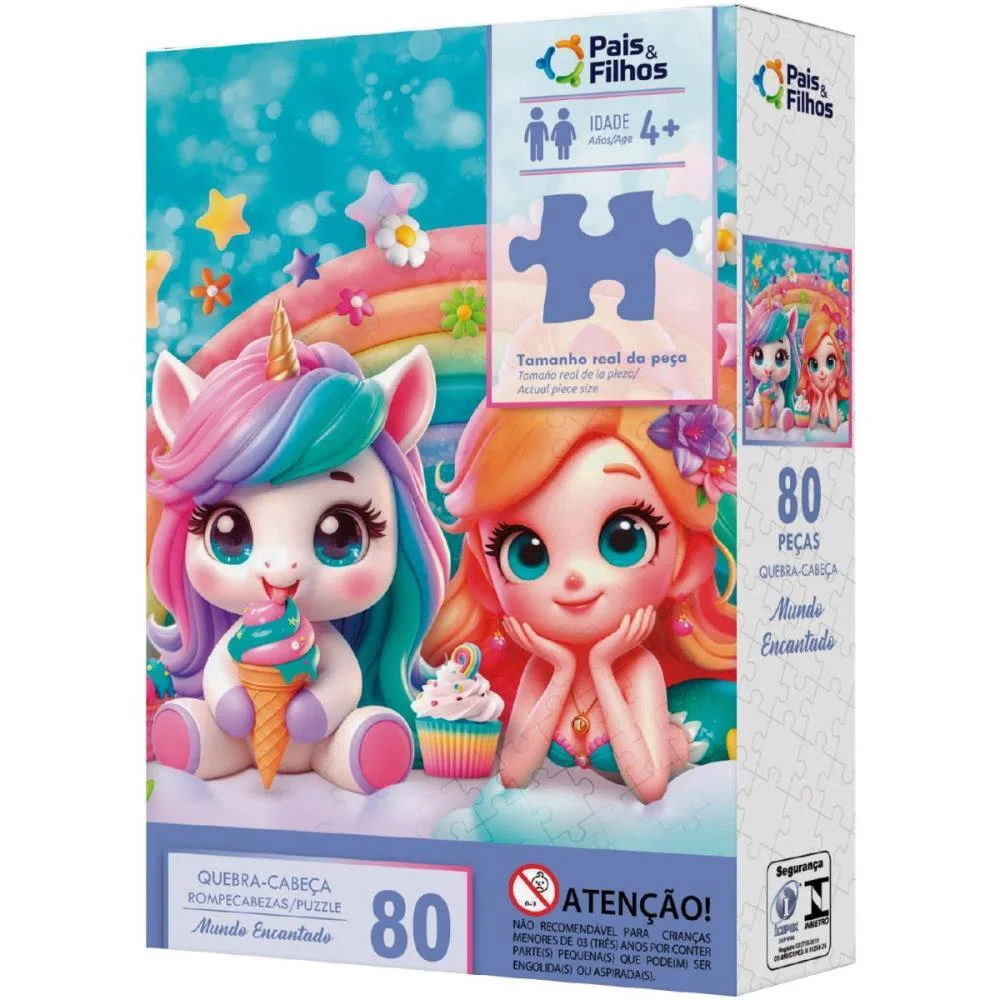 QUEBRA-CABECA CARTONADO REINO ENCANTADO 80PECAS PAIS E FILHOS (UNIDADE)