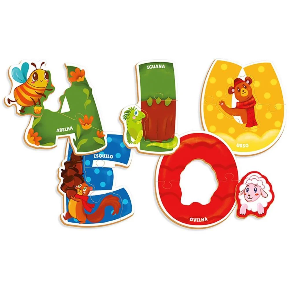 QUEBRA-CABECA MADEIRA VOGAIS DOS ANIMAIS 15PCS BRINC. DE CRIANCA (UNIDADE)