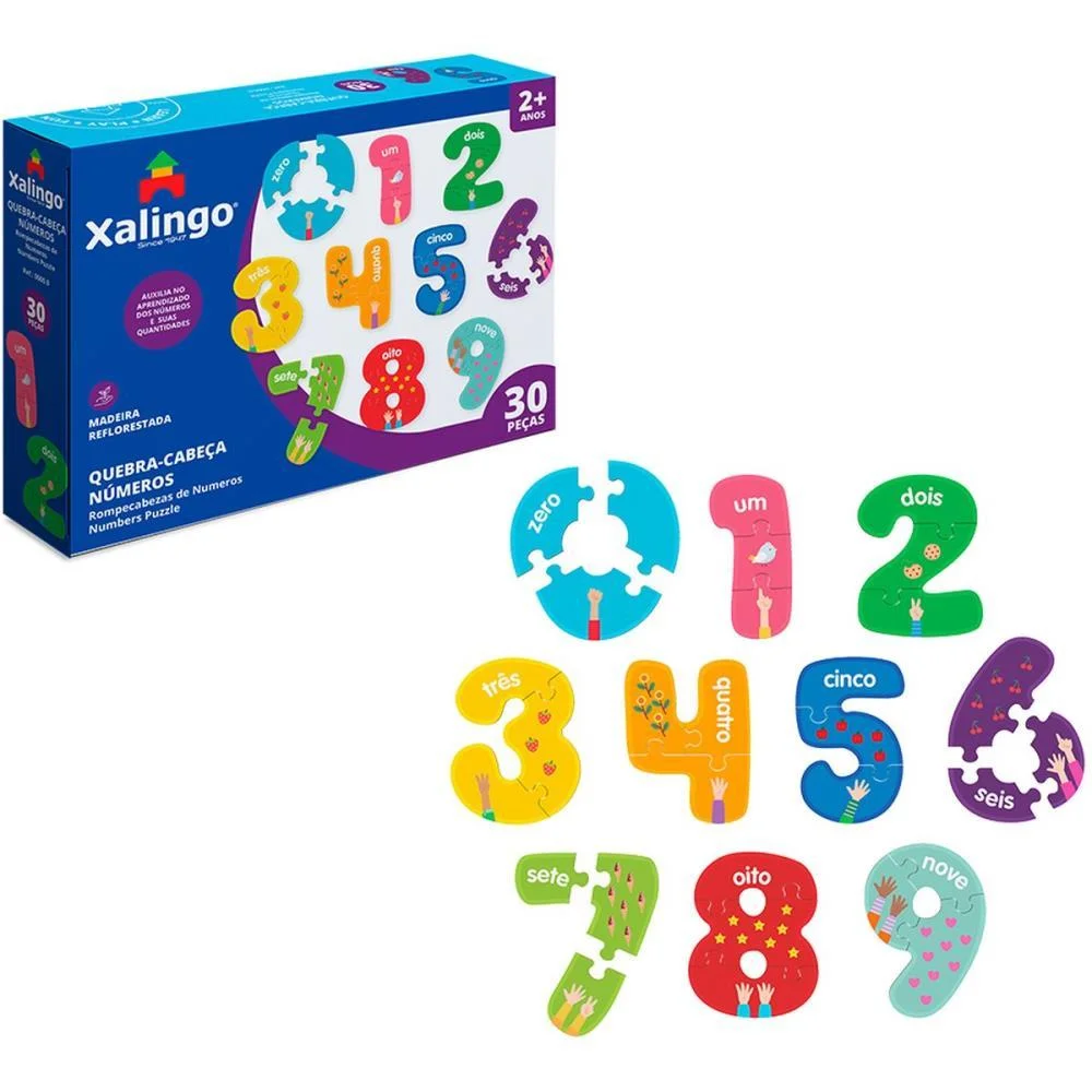 QUEBRA-CABECA MADEIRA NUMEROS 30PECAS XALINGO (UNIDADE)