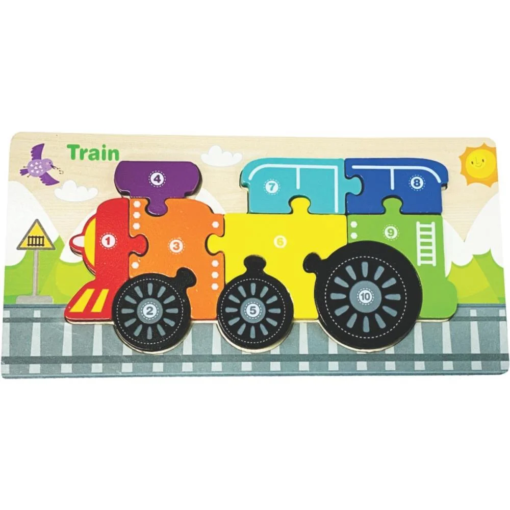 QUEBRA-CABECA MADEIRA TREM 1 BASE 10 PECAS TOY MIX (UNIDADE)