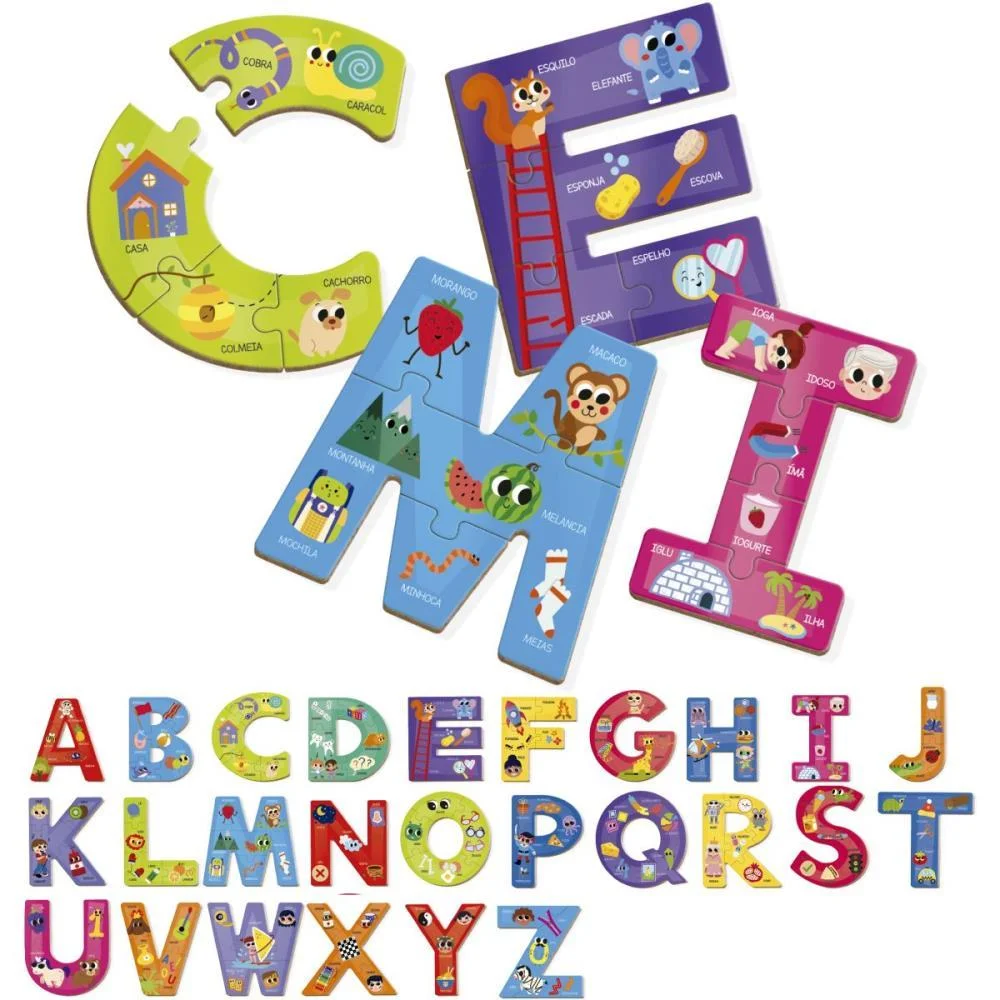 QUEBRA-CABECA MADEIRA ALFABETO GIGANTE 104PCS BRINC. DE CRIANCA (UNIDADE)
