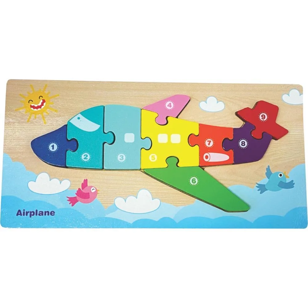 QUEBRA-CABECA MADEIRA AVIAO 1 BASE 9 PECAS TOY MIX (UNIDADE)