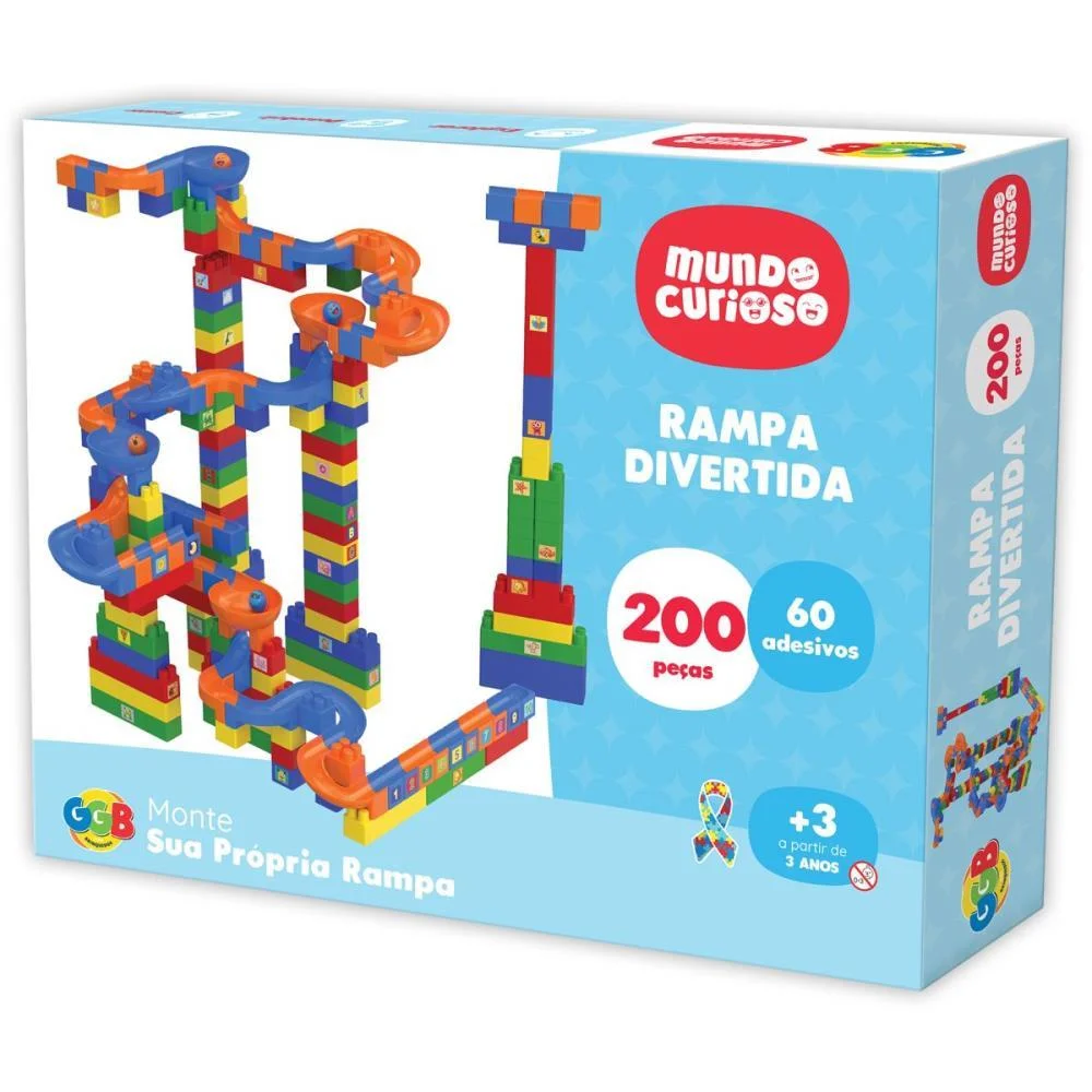 BRINQUEDO PARA MONTAR RAMPA DIVERTIDA 200PCS+60ADESI GGB PLAST (UNIDADE)