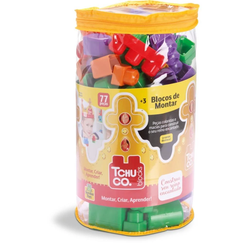 BRINQUEDO PARA MONTAR TCHUCO BLOCKS 77PCS C/BOLSA SAMBA TOYS (UNIDADE)