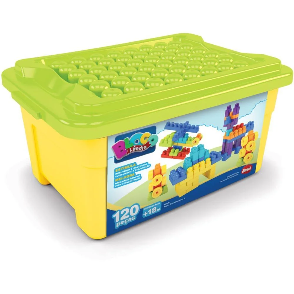 BRINQUEDO PARA MONTAR SUPER CAIXA DIVERTIDA 120PECAS DISMAT (UNIDADE)