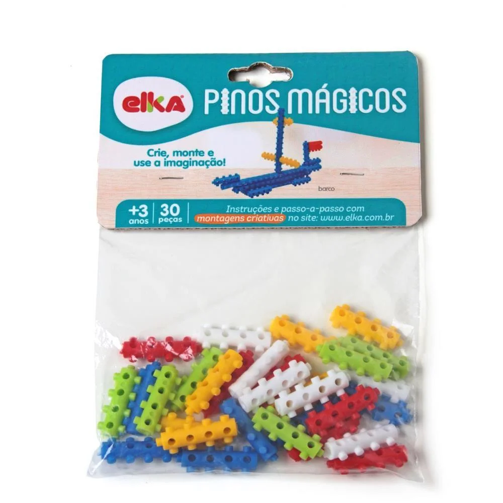 BRINQUEDO PARA MONTAR PINOS MAGICOS 30 PECAS ELKA (UNIDADE)