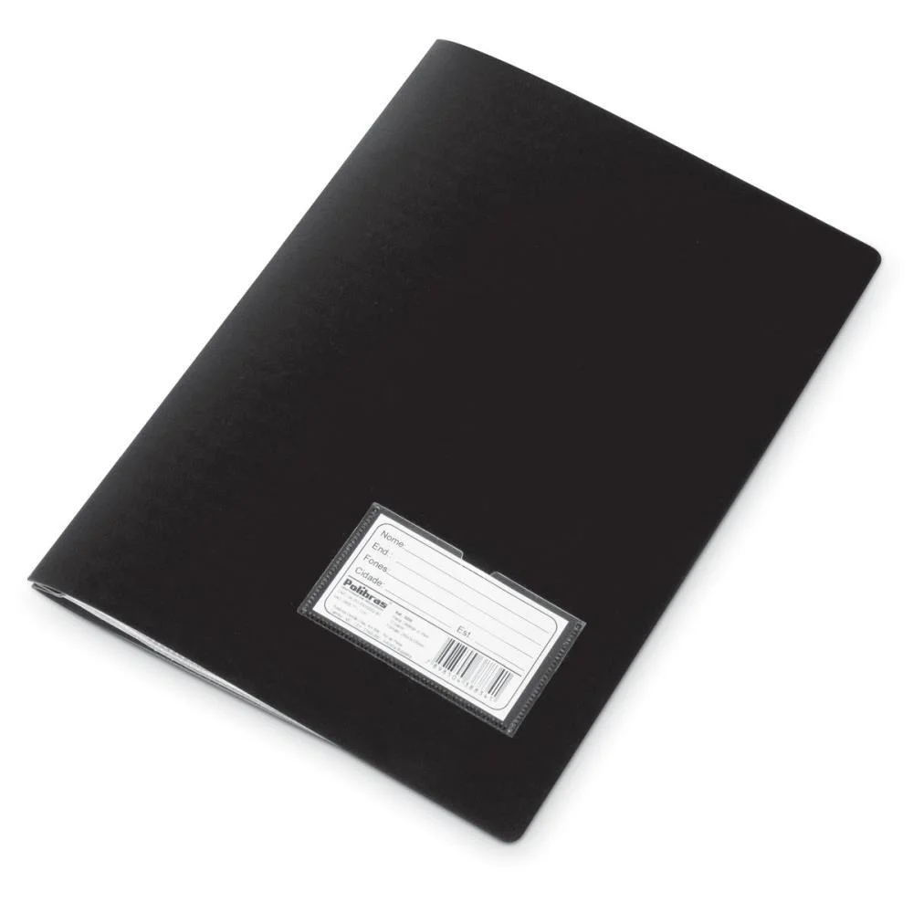 PASTA CATALOGO PLASTICA OFICIO PRETA 10ENVEL. POLIBRAS (UNIDADE)