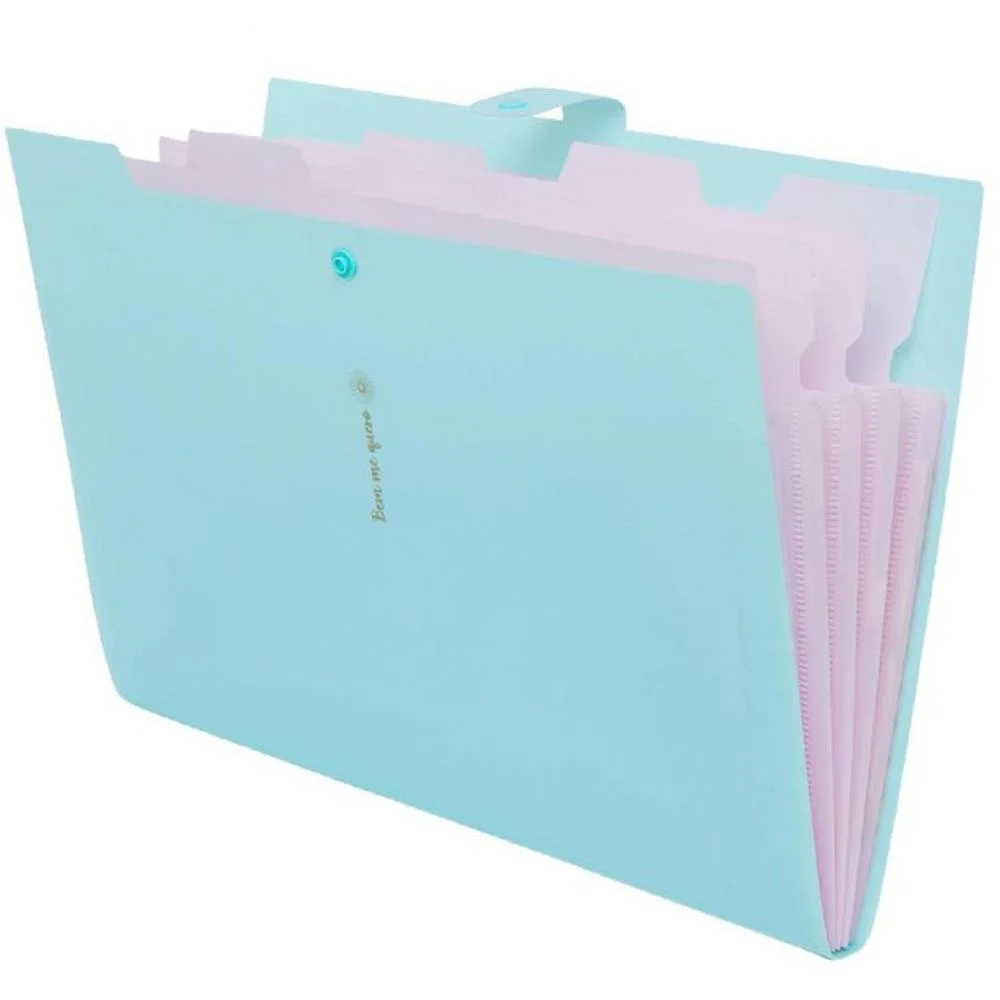 PASTA SANFONADA PLASTICA A4 5 DIVISOES VERDE PASTEL POLIBRAS (UNIDADE)