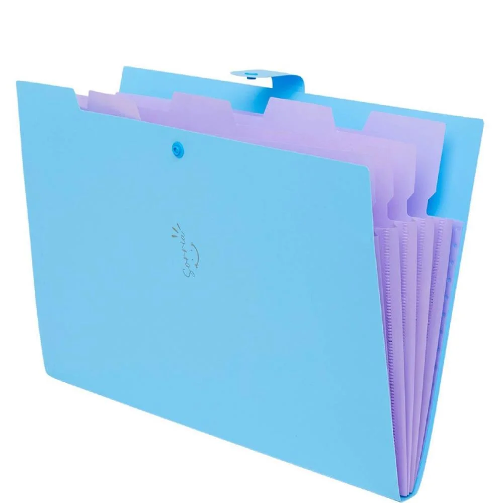 PASTA SANFONADA PLASTICA A4 5 DIVISOES AZUL PASTEL POLIBRAS (UNIDADE)