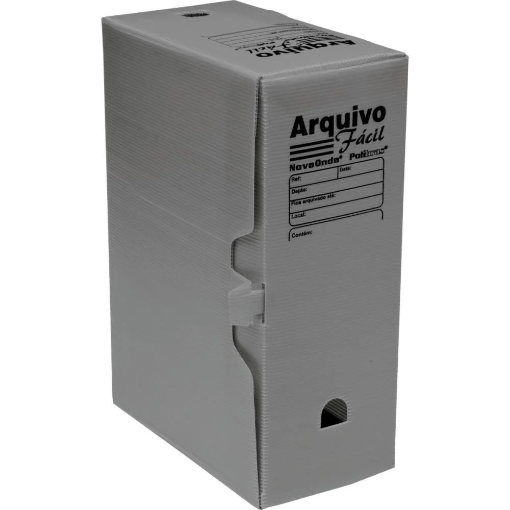 ARQUIVO MORTO POLIPROPILENO FACIL NOVAONDA CINZA POLIBRAS (PCT.C/10)