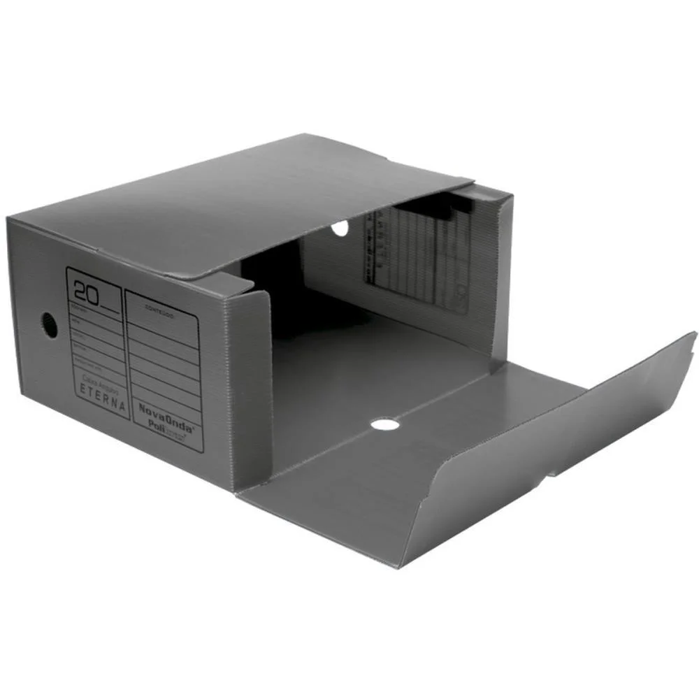 ARQUIVO MORTO POLIPROPILENO NOVAONDA GIGANTE CINZA 39X18X3 POLIBRAS (PCT.C/10)