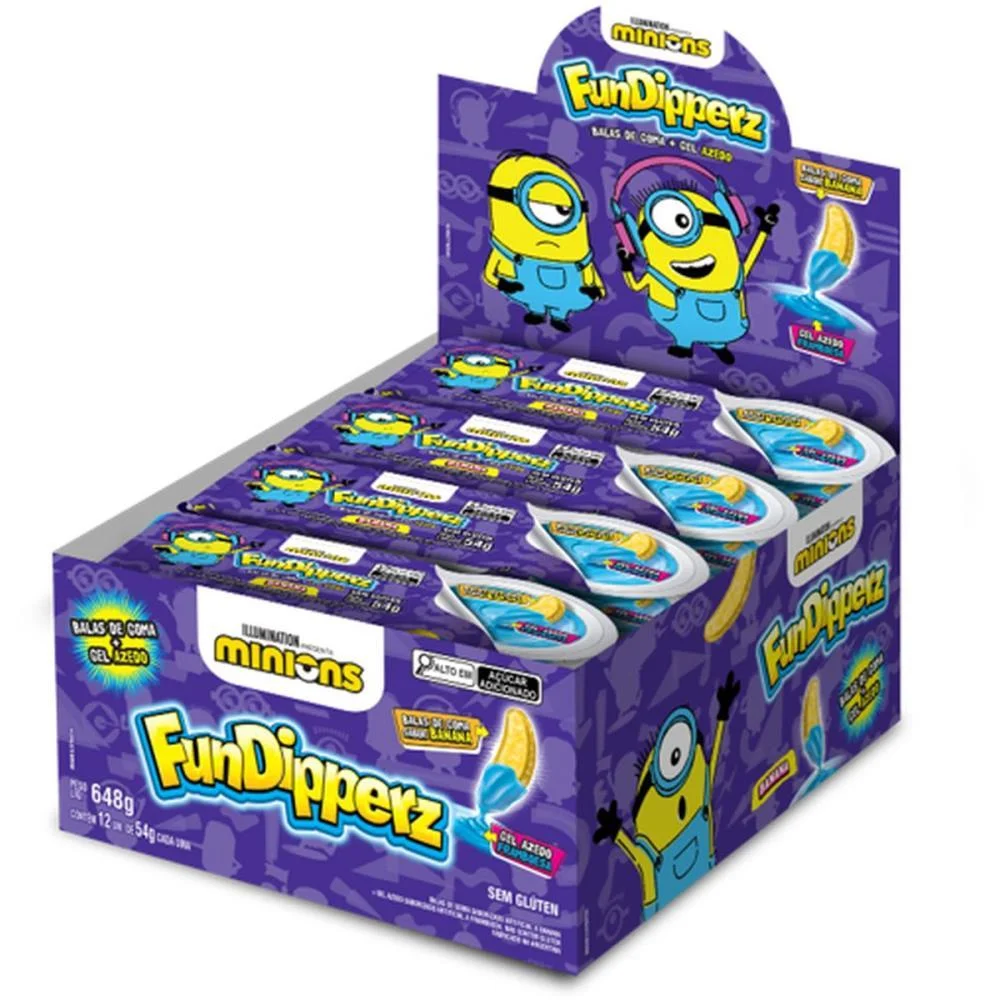 DOCE FUNDIPPERZ MINIONS 648G BAZOOKA CANDY (DP.C/12)