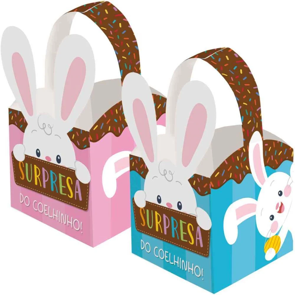 EMBALAGEM PARA DOCES PASCOA CESTA C/ALCA COELHINHO PACKPEL (PCT.C/10)