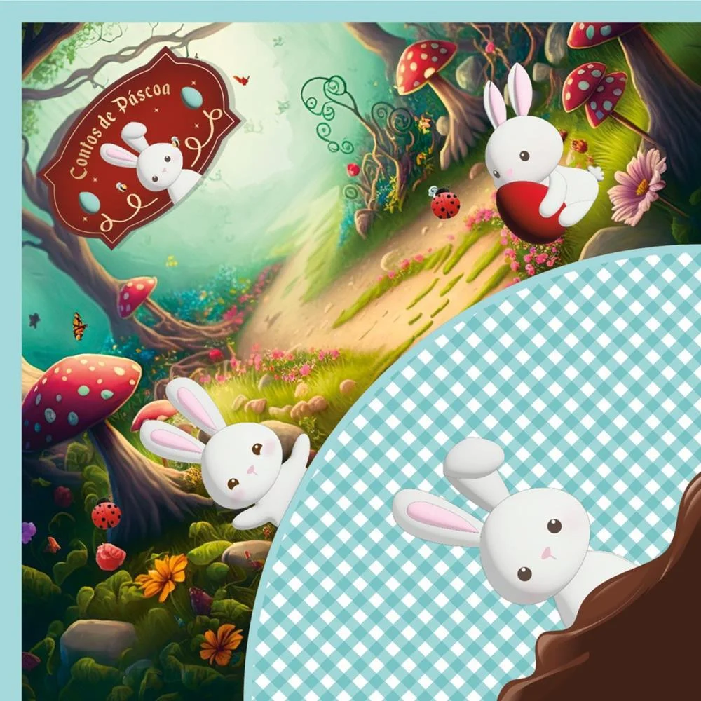 EMBALAGEM P/OVO DE PASCOA 32X32CM CONTOS DE PASCOA AZUL CROMUS (PCT.C/25)