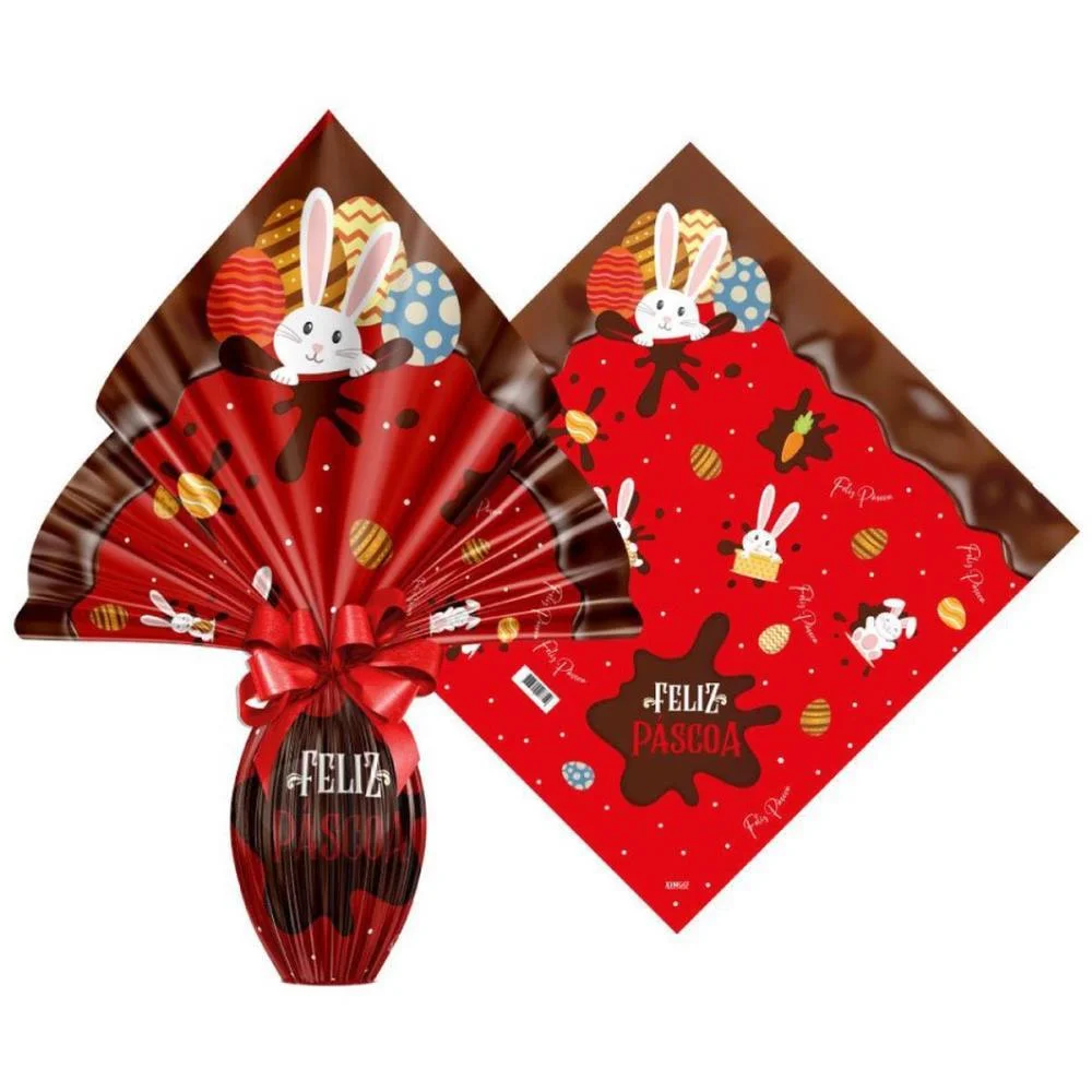 EMBALAGEM P/OVO DE PASCOA 34X34CM CHOCOLATIER VERMELHO XINGO EMBALAGENS (PCT.C/25)