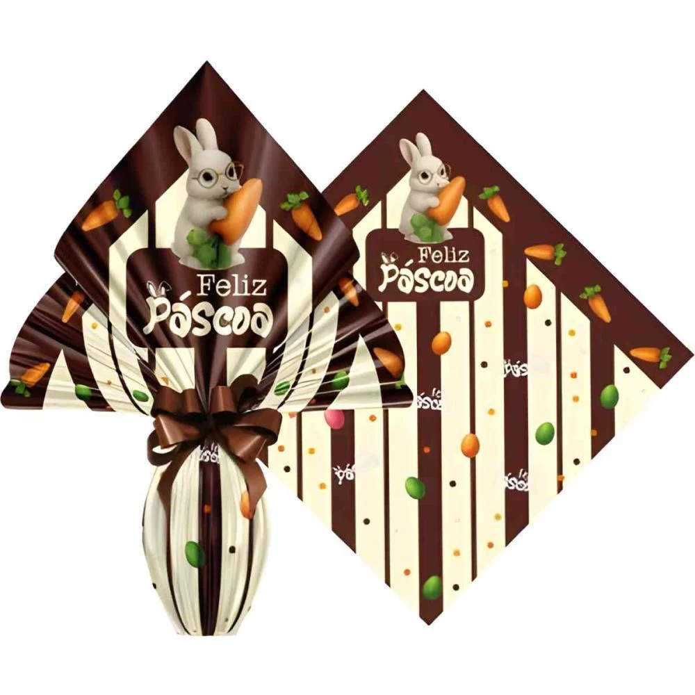 EMBALAGEM P/OVO DE PASCOA 34X34CM COELHO BRULEE XINGO EMBALAGENS (PCT.C/25)
