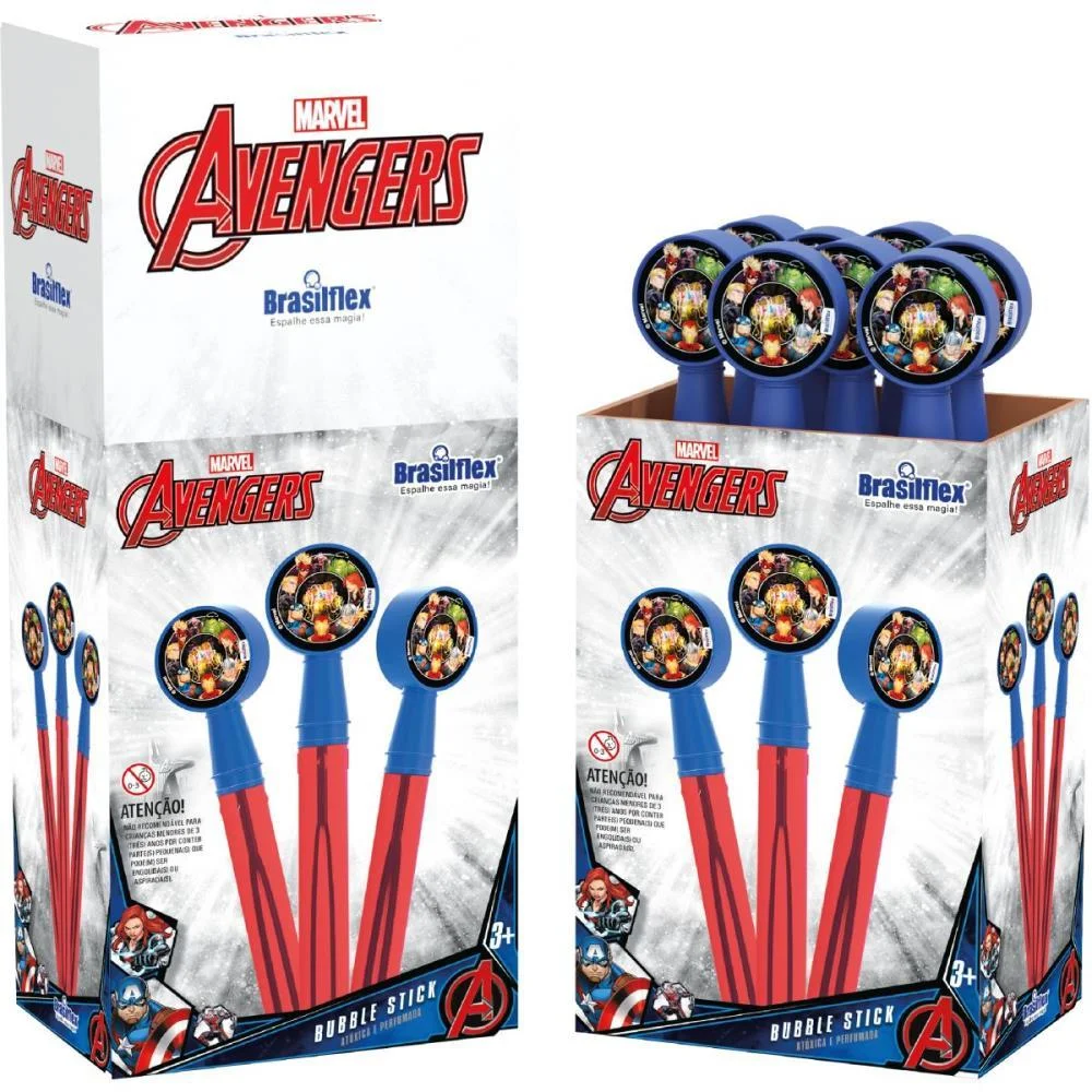 BOLHA DE SABAO AVENGERS BUBBLE STICK 130ML BRASILFLEX (CX.C/08)