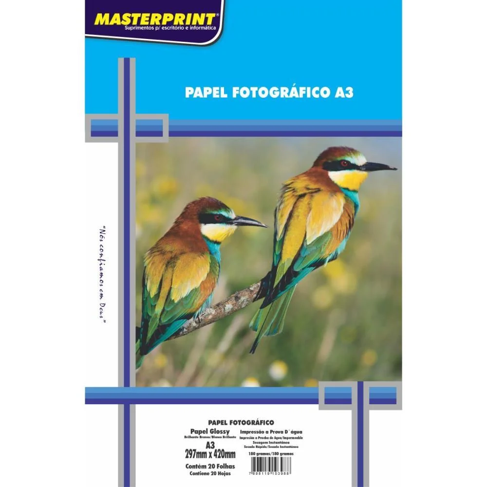 PAPEL FOTOGRAFICO INKJET A3 180G MASTERPRINT (PCT.C/20)