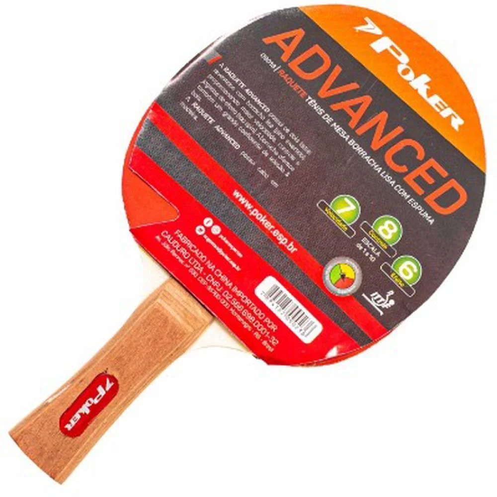 RAQUETE PARA PING PONG BORRACHA LISA C/ ESPUMA POKER (UNIDADE)