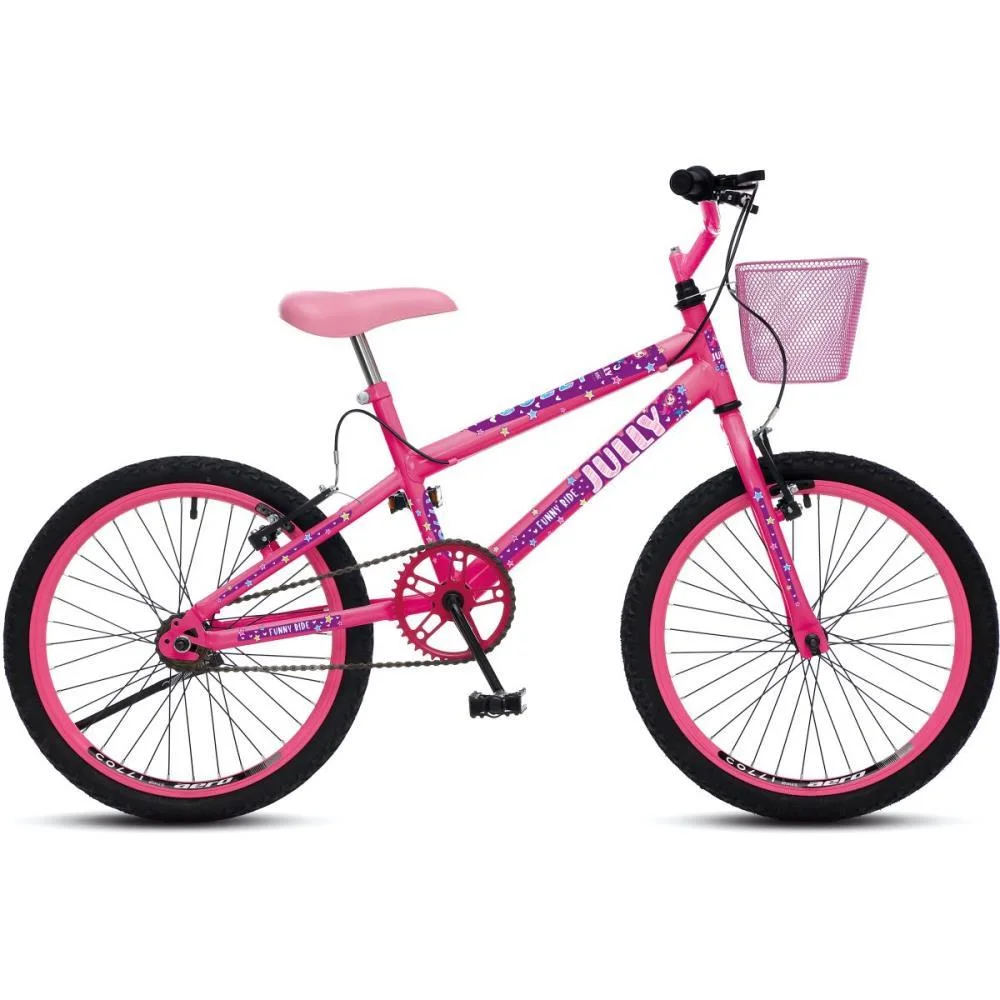 BICICLETA ARO 20 JULLY ROSA NEON C/CESTI COLLI BIKE (UNIDADE)