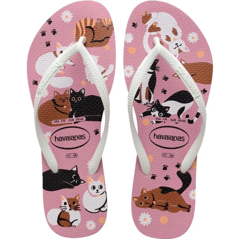 Chinelo Havaianas Feminino Slim Pets 39/0 Rosa Chiffon Havaianas (Par)