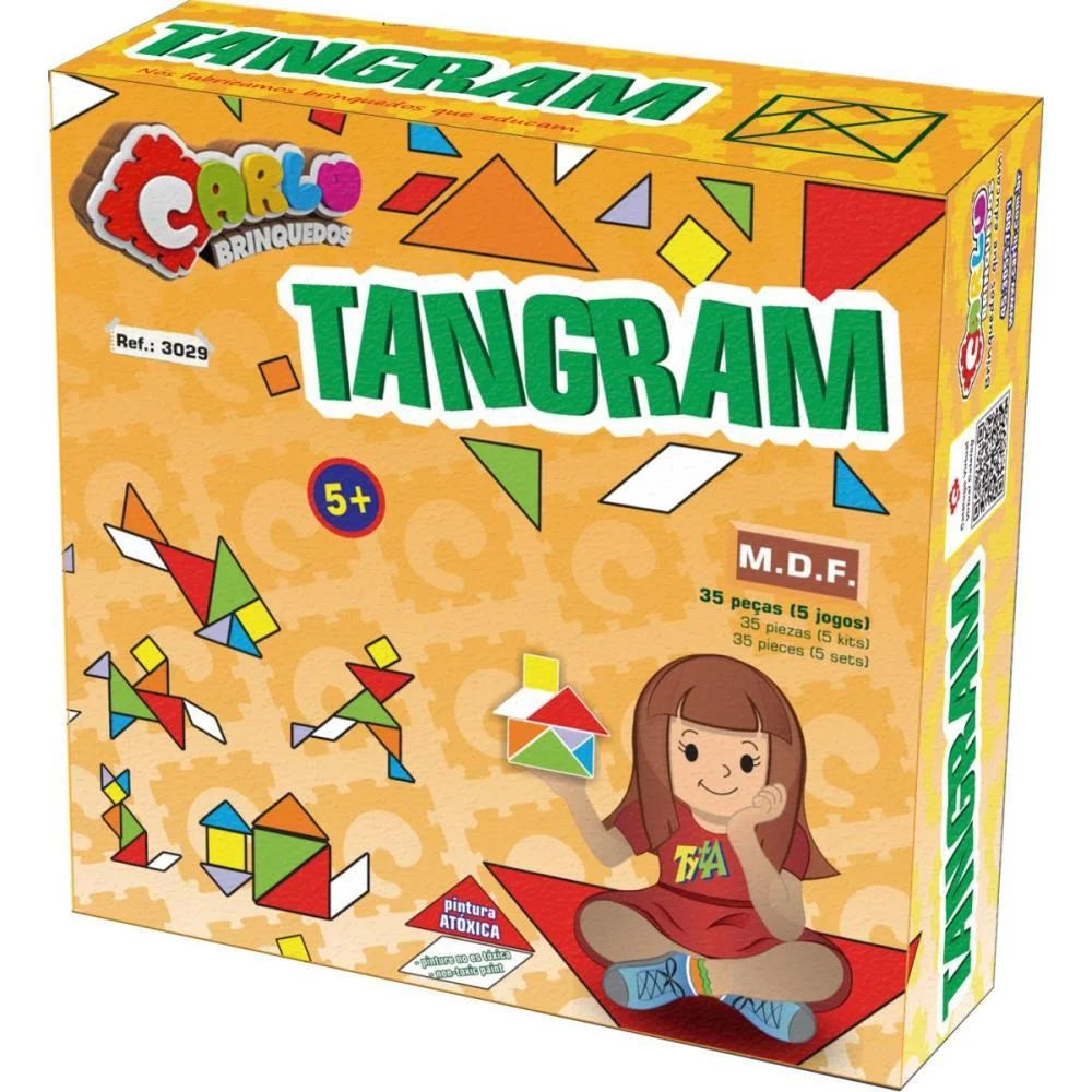 Brinquedo Pedagogico Madeira Tangram 35 Pecas Em Madeira Carlu (Unidade)