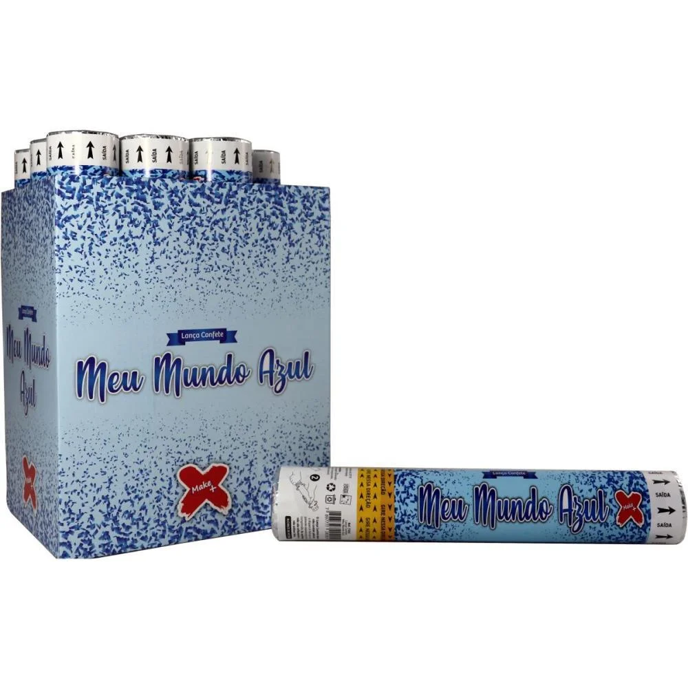 LANCADOR DE CONFETE CONFETE MEU MUNDO AZUL 30CM MAKE+ (DP.C/12)